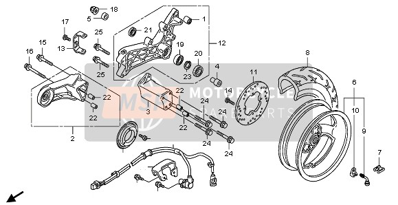 Honda FJS400 2011 REAR WHEEL for a 2011 Honda FJS400